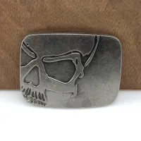 【CW】❐┋  BuckleClub retro embossed skull cowboy gift  belt buckle FP-03698 silver FINISH for men 4cm width loop drop shipping