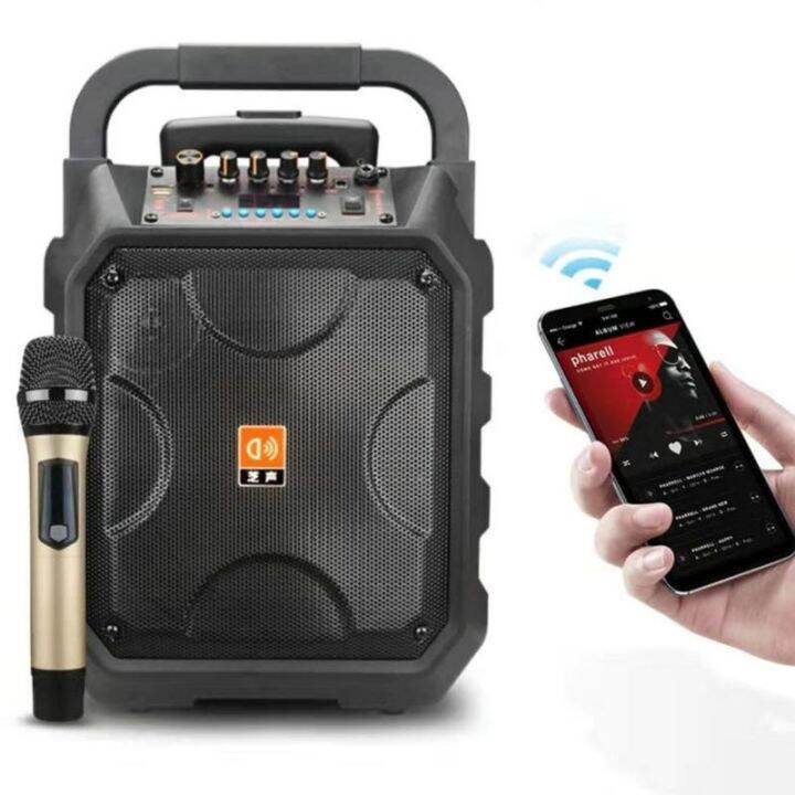 Outdoor audio highpower wireless microphone singing wedding performance mobile Bluetooth square