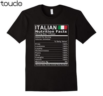 Italian Nutrition Facts Fashion Men and T Shirt Free Shipping Top Tees Custom Any Logo Size Hip Hop T Shirt XS-4XL-5XL-6XL