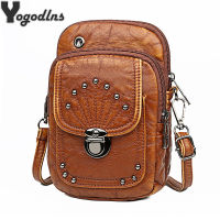 Vintage PU Leather Crossbody Bags Rivet Women Messenger Shoulder Bag Small Female Handbags and Purses Black and Brown