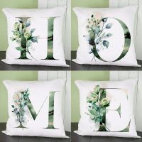 【LZ】 Green Alphabet A B C Printing Pillow Cases Fashion English Letter Home Sofa Living Room Car Decorative Pillowcase Cushion Cover