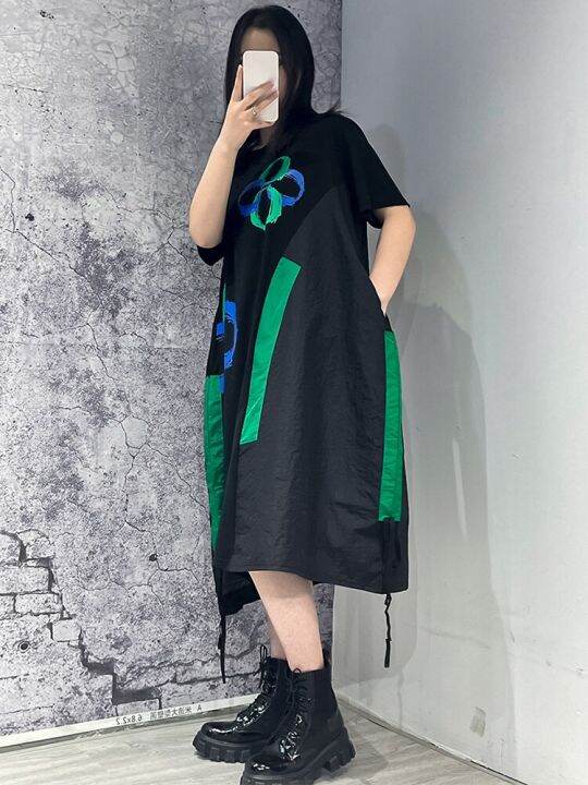 xitao-dress-loose-fashion-casual-women-flower-print-t-shirt-dress