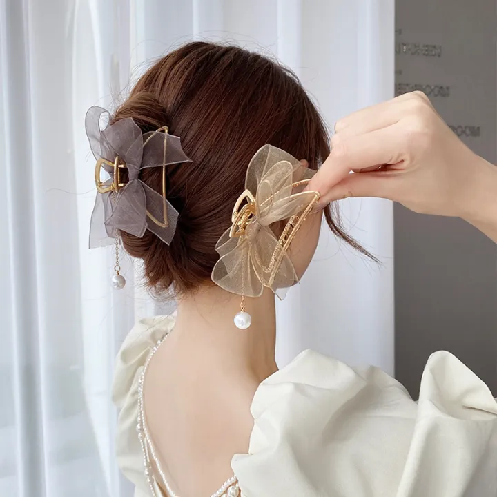 hair clip for women adult Korea Fashion Metal Girls Bathing Lace Crab Clips  Hair Accessories Bow Hair Claw Hair Clips | Lazada PH