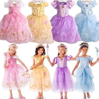 Girls Tangled Belle Princess Party Dress Infant Christmas Vestidos Children Cosplay Costume Kids Baby Beauty Beast Sofia Dress