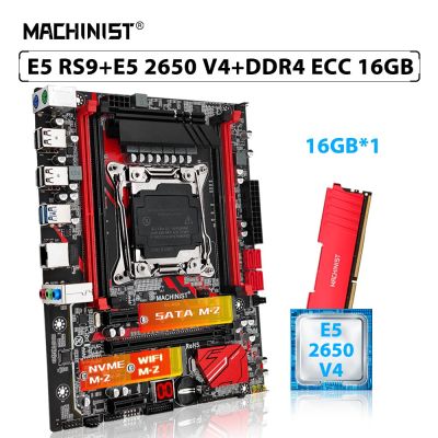 MACHINIST E5 RS9 X99 Motherboard Set Combo Xeon Kit E5 2650 V4 CPU LGA 2011-3 Processor 16GB DDR4 ECC RAM Memory NVME M.2 SATA