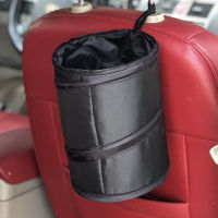 Black Car Trash Can Pack Bag Waterproof Car Trash Bag Car Garbage Bag with Side Pocket Portable Hanging Folding Storage Bucket