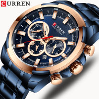 CURREN Fashion Casual Stainless Steel Watches Mens Quartz Wristwatch Chronograph Sports Watch Luminous pointers Clock Male