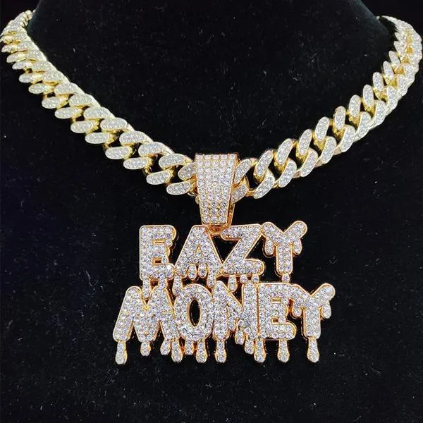 Never Broke Again NBA Pendant Cubic Zirconia Rope Chain Hip Hop 18k Gold  Plated