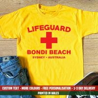 เสื้อยืดคอกลมFashional Men Causal Tops Lifeguard Bondi Beach Cotton T Shirt Funny Australia Fancy Dress Cousin Holiday Gift S-5XL