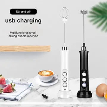 1pc Double-headed Wireless Rechargeable Electric Milk Frother - 3 Speeds,  For Latte, Cappuccino, Hot Chocolate - Usb Charging, Coffee Stirring Drink  Frothing Tool - Convenient & Easy To Use