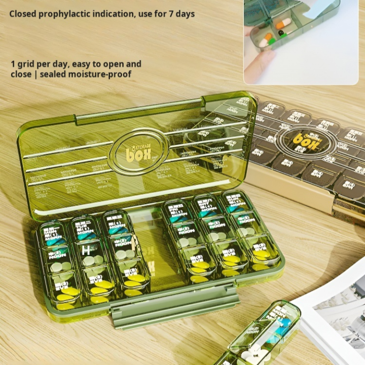 Gorich Pill Caddy Dispenser Organizer Triple Sealed Portable Individual  Large Capacity Pill Boxes