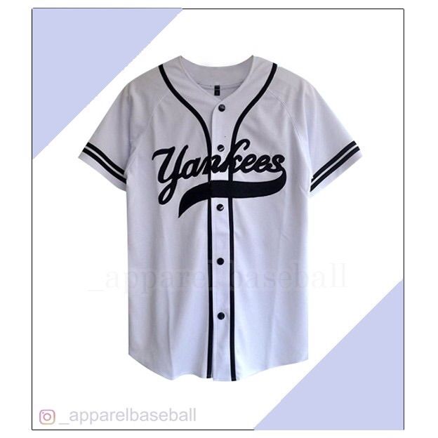 Jersey baseball / Baju baseball yankees white free request set name
