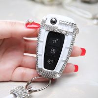 (Feiying Auto) Handmade Luxury Diamond Bling Car Key Shell Key Case Protect Holder สำหรับ Ford Focus 2 3 Kuga Mondeo EcoSport Mondeo อุปกรณ์เสริม