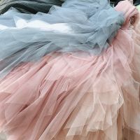 กระโปรงชุดยาวสตรีแฟชั่นกระโปรง Tutu Tulle 2022ฤดูใบไม้ผลิฤดูร้อนเกาหลีสีดำสีชมพูเอวสูง2023New กระโปรงสตรีมีจีบ