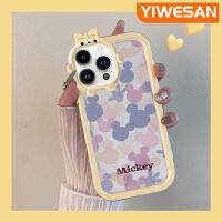 เคส Chenyyyka สำหรับ Iphone 14 Pro Max 14 Plus,เคสการ์ตูนน่ารักสีม่วงสีชมพูมิกกี้เมาส์ขอบสีสันสดใสเคสโทรศัพท์โปร่งใสปิศาจน้อยเลนส์กล้องถ่ายรูปเคสกันกระแทกกันกระแทก