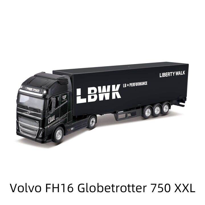 รถเทรลเลอร์1-43เมอร์เซเดส-เบนซ์รถพ่วง-gigasspace-volvo-fh16-traktor-berat-hitam-die-cast-koleksi-hobi-mainan