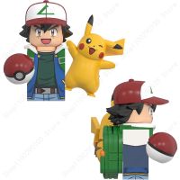 WM Blocks Pokemon Ash Ketchum Poké Ball Anime Bricks Pikachu Building Blocks Dolls Mini Action Toy Figures Assembly Toys EM001