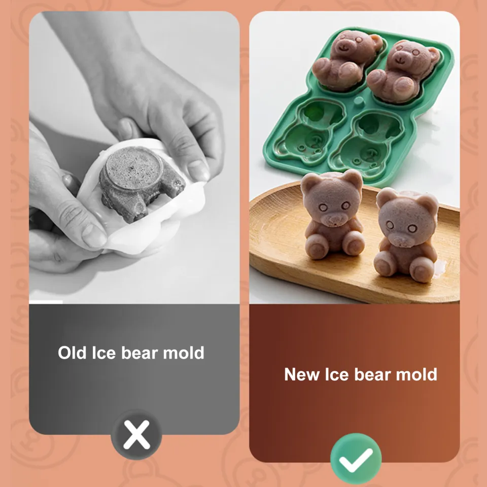 Bear Ice Mold 4 Pack, Ice Cube Trays Molds 3D DIY Drink Cake