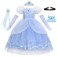 Cinderella Princess ชุดคอสเพลย์สำหรับสาวเด็ก Ball Gown เลื่อม Carnival TUTU พัฟตาข่ายเสื้อผ้าสำหรับวันเกิดของขวัญ...