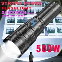 NEW 500W Powerful LED Flashlight USB Rechargeable Lanterna 5000M Long Shot Torch Zoomable Waterproof Aluminum Light Output Lamp Rechargeable  Flashlig