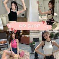 DD SHOPพร้อมส่ง 0590  เสื้อกล้ามไหมพรม ผ้านิ่มดีเทลจั๊มเอวข้าง น่ารัก -C