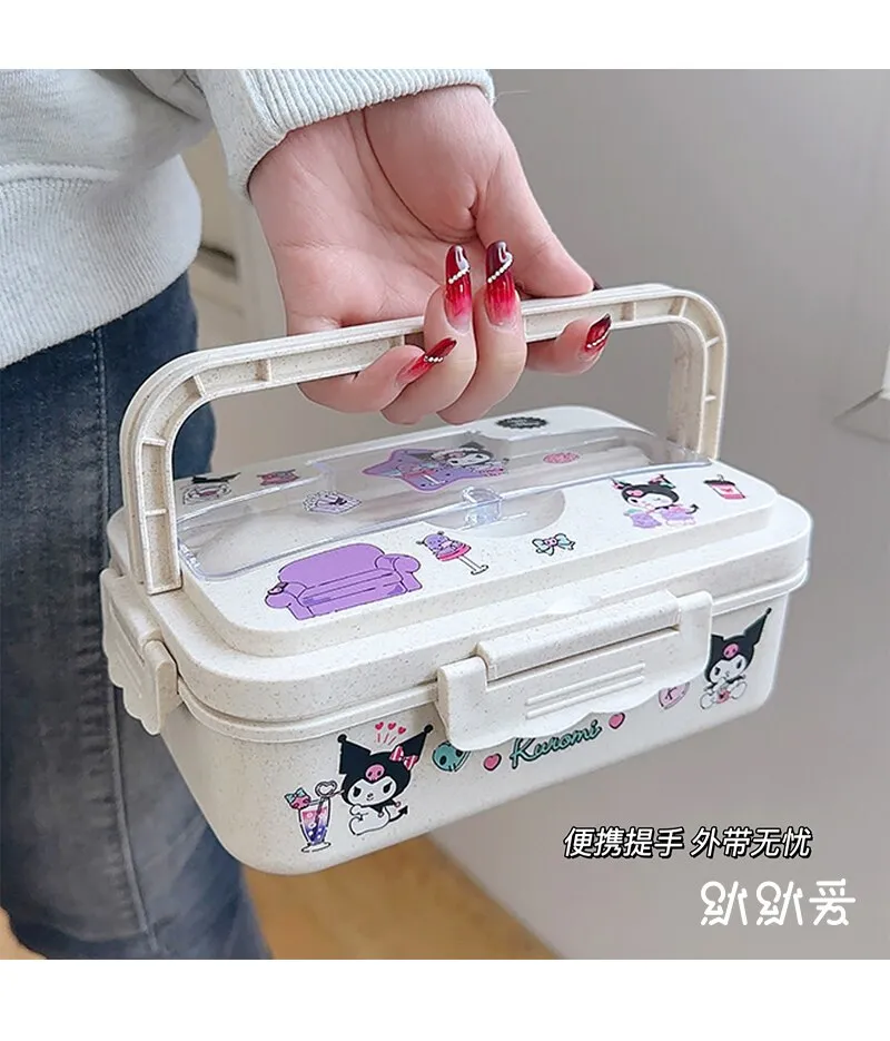 Sanrio Kawaii Hello Kitty Lunch Box Cinnamoroll Kuromi Girl Cartoon Outdoor  Portable 1000ml Portable Fresh Commuting Lunch Box - Animation  Derivatives/peripheral Products - AliExpress