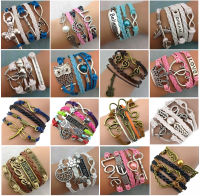 Wholesale 30pcsLots Mix Style Infinity Love Charm celets Antique Multilayer Leather celets For Women Jewelry