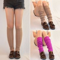 Cool Button Knee High Winter Warm Leg Warmers Knit Crochet Legging Stockings Boot Socks
