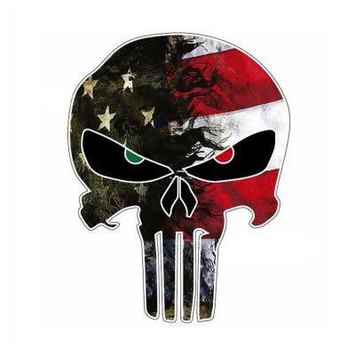 Xinmai มอเตอร์ 10.8X14 ซม.USA FLAG Camo ขนาดเล็ก Punisher Skull รถยนต์ส่วนบุคคลสะท้อนแสงสติกเกอร์