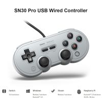 【In Stock】 avk7n0 Clear Controller Gamepad SN30 Pro USB Wired Gamepad Controller สำหรับ Switch PC Raspberry Pi Steam