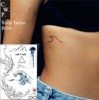 BT04  1 Piece Under Breast Side Boob Temporary Tattoo With Sea Wave  Mermaid  Moutain And Jellyfish Pattern Stickers