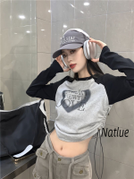 Natlux เสื้อครอป เสื้อยืด ชุดเซ็ทผู้หญิง ทันสมัย สไตล์ ทันสมัย สบาย WMY2391736 38Z230918