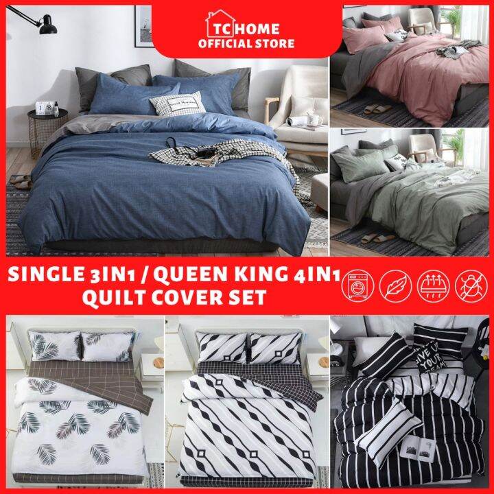 cadar-bedsheet-single-3-in-1-queen-king-size-5-in-1-with-quilt-cover-set-premium-quality-fitted-bed-sheet