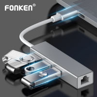 Fonken USB Ethernet with 3 Port RJ45 Lan Network Card USB C Ethernet Adapter For Mac ios Laptop Accessories USB C HUB Splitter