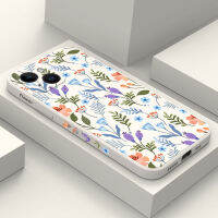 เคสดอกไม้ที่สวยงาม IPhone 15 14 13 12 11 Plus Pro Max Mini ซิลิโคนเหลวรูปแบบด้านข้าง