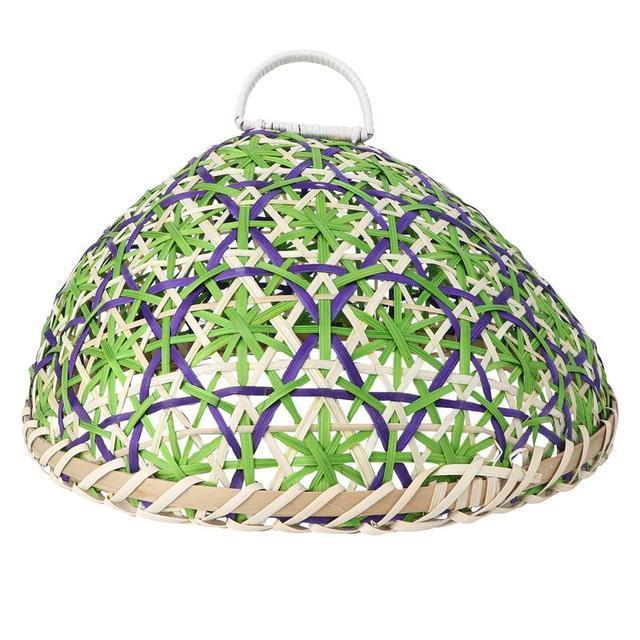 bamboo-weaving-dustproof-cover-with-plate-creative-food-tray-vegetable-fruit-bread-dishes-tent-basket-random-color