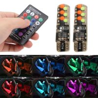 2PCS รถ ไฟแสดงสถานะหลอดไฟ รีโมทคอนโทรล สีสันสดใสพร้อมแฟลชระเบิด RGB Universal สำหรับรถยนต์