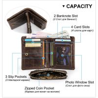 ZZOOI Men RFID Wallet Blocking Short Wallet Purse Money Case Credit Card Holder Removable Zippered Coin Pocket Business Gifts
