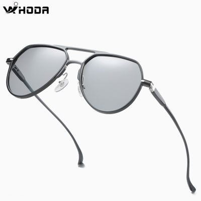 Al-Mg Photochromic Polarized Night Vision Pilot Sunglasses,Men Discoloration Driving Eyeglasses,Anti-Glare Male Sun Glasses S163