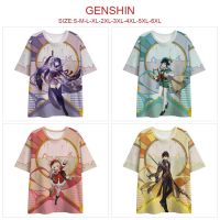 2023 NewOriginal พระเจ้าเกมสินค้าเสื้อยืดพิมพ์ด้านบนสีเต็ม Genshin ผลกระทบแขนสั้นเสื้อยืดหลวม