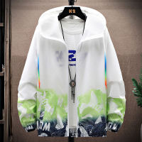 Summer Sun Protection Clothing Outdoor Fashion Thin Print Hooded Mens Jacket Ice Silk Breathable Sun Protection Clothing Mens Quick Drying Sun Protection Top