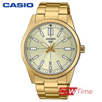 Casio Standard นาฬิกาข้อมือสุภาพบุรุษ สายแสตนเลส รุ่น MTP-VD02G-9EUDF (สีทอง / หน้าปัดสีทอง)