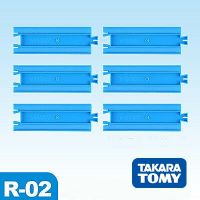 Takara TOMY รางฟ้า ทางตรงสั้น 1/2 straight rail จำนวน 6 ชิ้น สำ หรับรถไฟ plarail มาตรฐาน มือ สอง สภาพดี