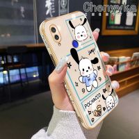 เคส Chenyyka สำหรับ Xiaomi Redmi โน๊ต7 Note 7 Pro Note 7S เคสลายการ์ตูนน่ารักดีไซน์ใหม่ Pochacco ชุบหรูหราเคสโทรศัพท์แฟชั่นลายขอบด้านข้างคลุมทั้งหมดเลนส์กล้องถ่ายรูปกล่องกันกระแทกเคสนิ่ม