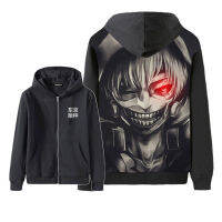 Tokyo Ghoul เสื้อสเวตเตอร์มีฮู้ดซิปหน้าลายการ์ตูนสำหรับผู้ชายและผู้หญิงเสื้อสเวตเตอร์มีฮู้ดซิปรอบ Jacket-BA11มีฮู้ดแบบบาง