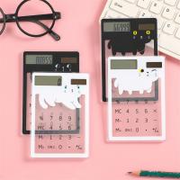 Ultra Slim Mini Transparent Calculator Cute Cartoon LCD 8 Digit Touch Screen Calculators for Student School Supplies Calculators