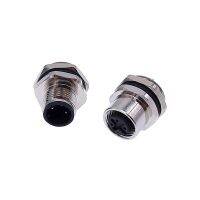 ‘’；【=- M1216 3 4 5 8 Pin Sensor Connector Mounting Hole 16Mm M12 Flange Socket Panel Back Mount Threaded Coupling Male&amp;Female M1216