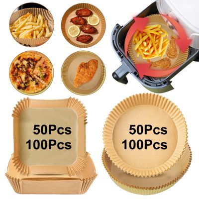 【YF】 Air Fryer Disposable Baking Paper Liner Non-Stick Mat Steamer Square Round Parchment for Microwave Oven Kitchen Cookers