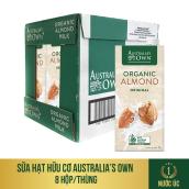 Sữa hạt Hạnh Nhân Hữu Cơ Australia s Own Organic vị cơ bản thùng 8 hộp 1L, không đường, không cholestorol, nhập khẩu trực tiếp từ Úc, không chứa chất chống đông, chứng nhận hữu cơ từ Châu Âu
