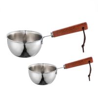 150ML/300ML Stainless Steel Oil Pot with Wooden Handle Spilled Mini Soup Milk Pot Scalding-proof Kitchen Tool Cook Accessories